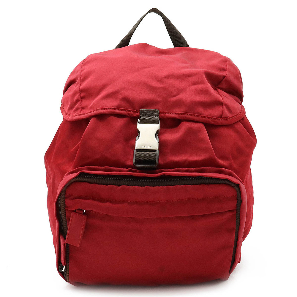 Prada Tessuto Montang Backpack Rucksack Red Brown